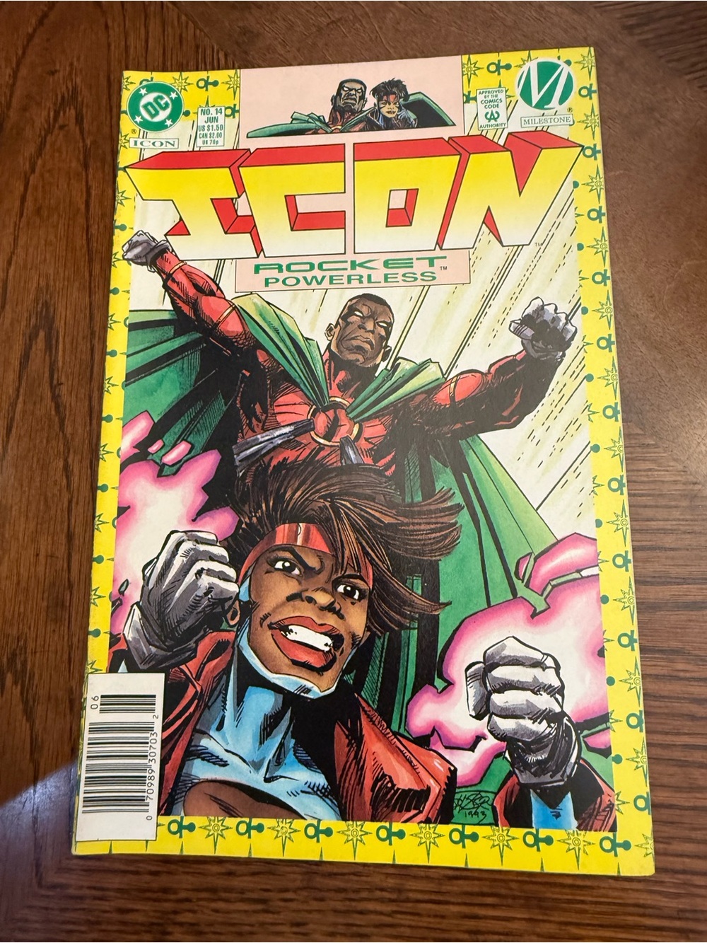 ICON Comic Cover with Bright Yellow, Red and Green Accents